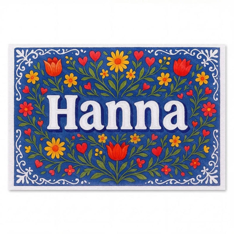 Hanna Name Art - Floral Farmhouse personalized wall print for kids