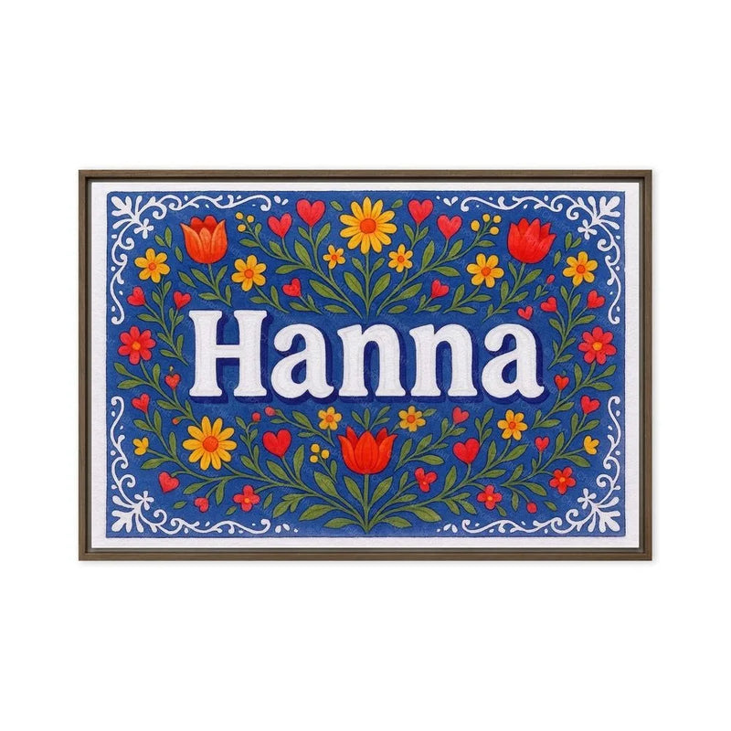 Hanna Name Art - Floral Farmhouse personalized wall print for kids