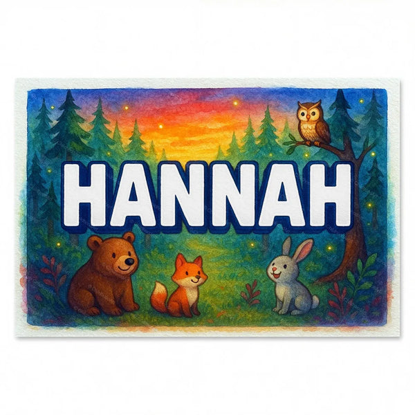 Hannah Personalized Forest Friends Art