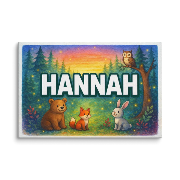 Hannah Name Art - Forest Friends Personalized Wall Art