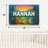 Hannah Name Art - Forest Friends personalized wall print for kids