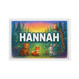 Hannah Name Art - Forest Friends personalized wall print for kids