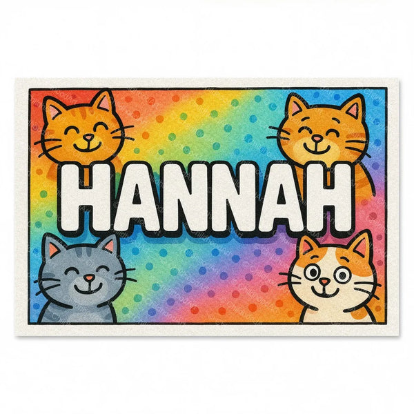 Hannah Colorful Cats Name Art