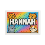 Hannah Name Art - Colorful Cats personalized wall print for kids