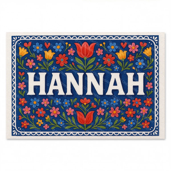 Hannah Floral Farmhouse Name Art