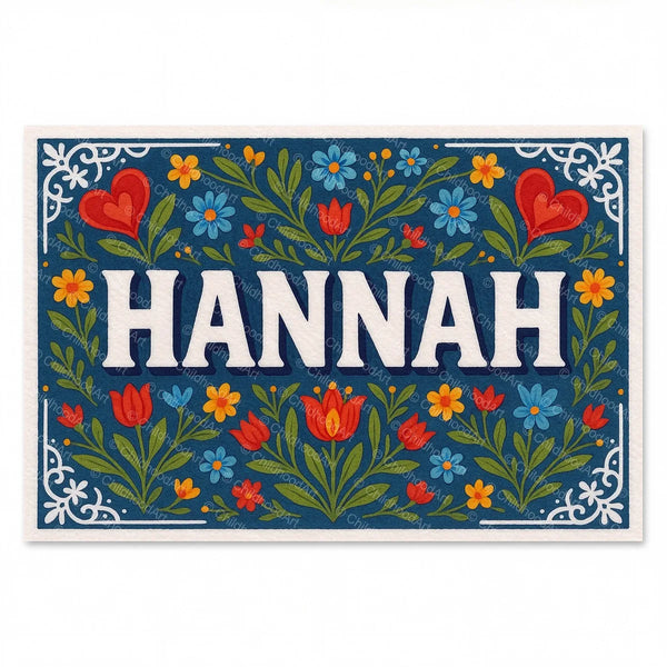 Hannah Floral Farmhouse Name Art
