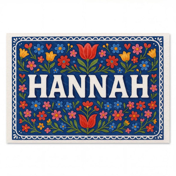 Hannah Name Art - Floral Farmhouse Personalized Wall Art