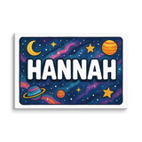 Hannah Name Art - Space Explorers personalized wall print for kids