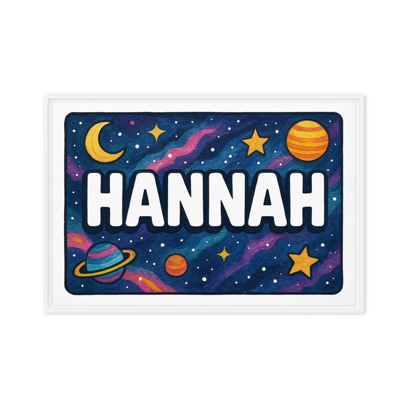 Hannah Name Art - Space Explorers personalized wall print for kids