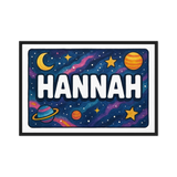 Hannah Name Art - Space Explorers personalized wall print for kids