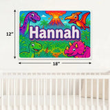 Hannah Name Art - Dinosaur Adventure personalized wall print for kids