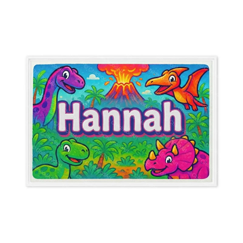 Hannah Name Art - Dinosaur Adventure personalized wall print for kids