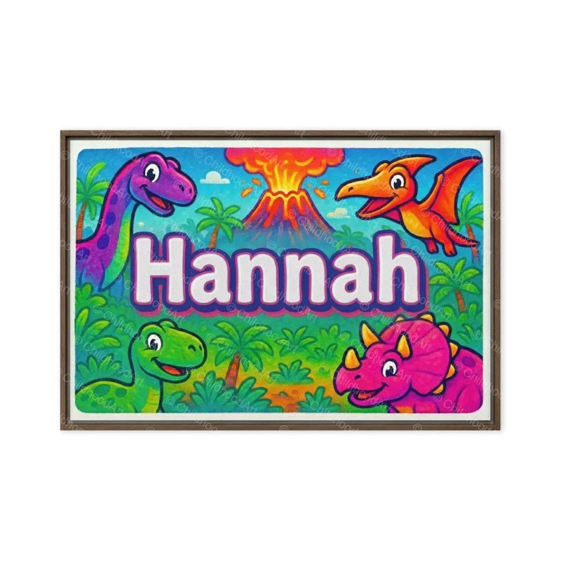 Hannah Name Art - Dinosaur Adventure personalized wall print for kids