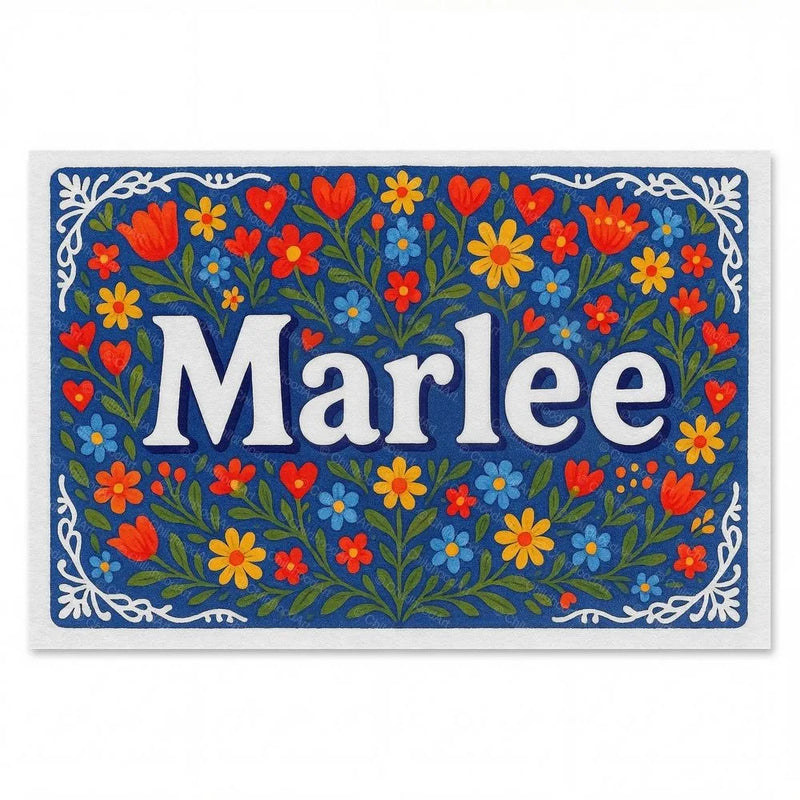 Harlee Name Art - Floral Farmhouse personalized wall print for kids