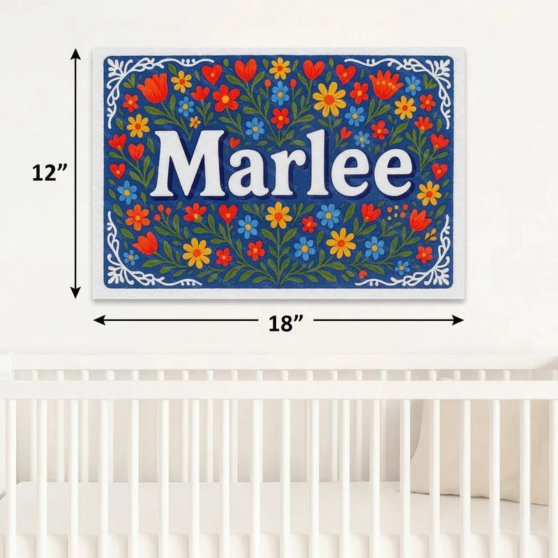 Harlee Name Art - Floral Farmhouse personalized wall print for kids