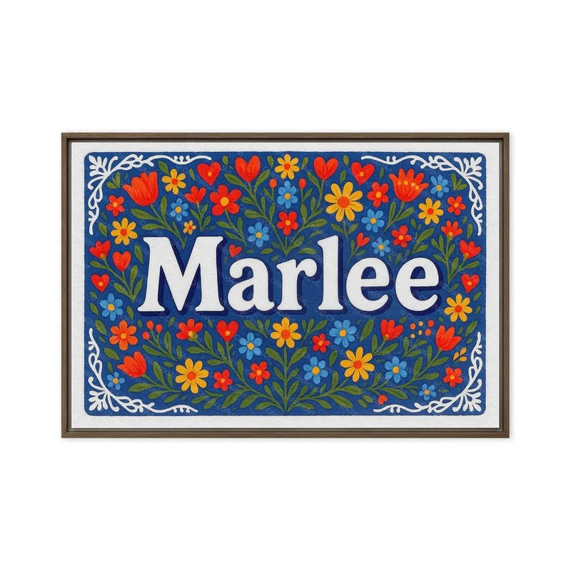 Harlee Name Art - Floral Farmhouse personalized wall print for kids