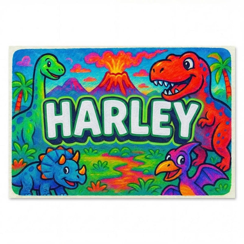 Harley Name Art - Dinosaur Adventure personalized wall print for kids