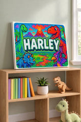 Harley Name Art - Dinosaur Adventure personalized wall print for kids