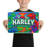 Harley Name Art - Dinosaur Adventure personalized wall print for kids