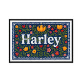 Harley Name Art - Floral Farmhouse personalized wall print for kids