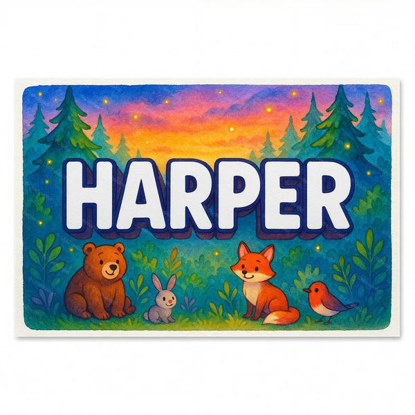 Harper Personalized Forest Friends Art