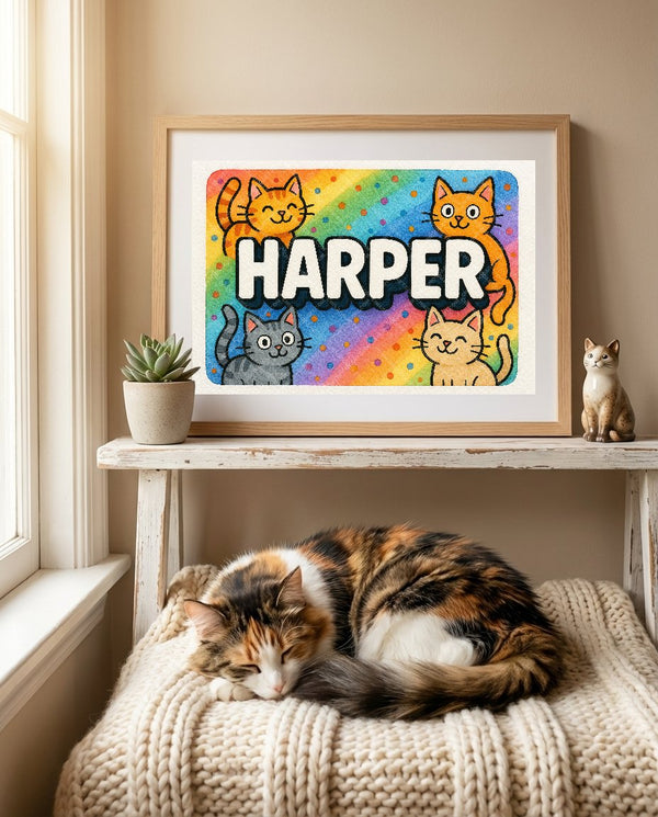 Harper Colorful Cats Art
