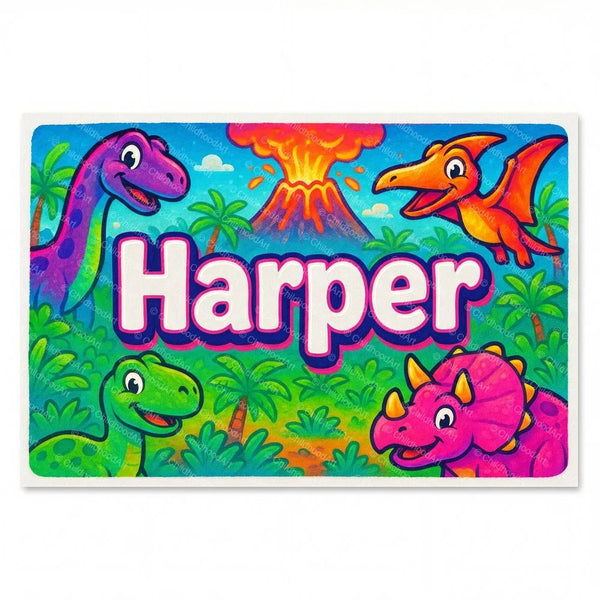 Harper Personalized Name Art - Dinosaur Adventure