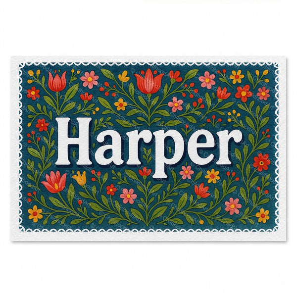 Harper Floral Farmhouse Name Art