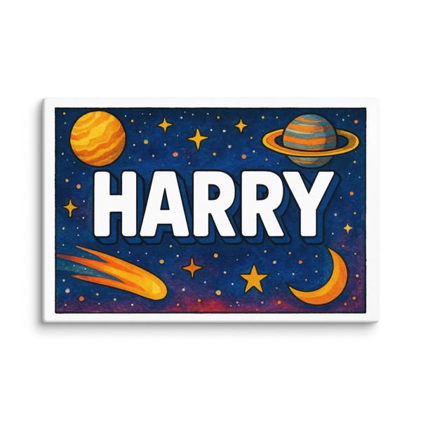 Harry Name Art - Space Explorers Personalized Wall Art