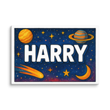 Harry Name Art - Space Explorers personalized wall print for kids