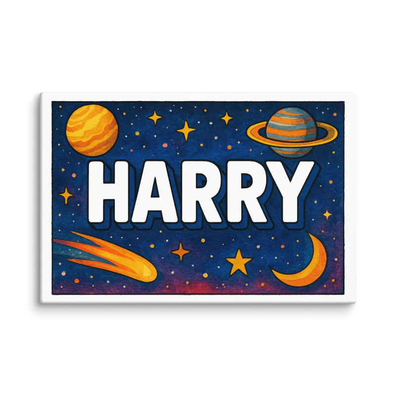 Harry Name Art - Space Explorers personalized wall print for kids