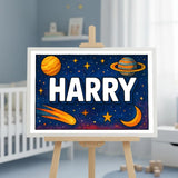 Harry Name Art - Space Explorers personalized wall print for kids