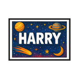 Harry Name Art - Space Explorers personalized wall print for kids