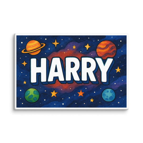 Harry Name Art - Space Explorers Personalized Wall Art