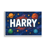 Harry Name Art - Space Explorers personalized wall print for kids