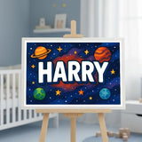Harry Name Art - Space Explorers personalized wall print for kids