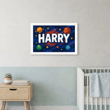 Harry Name Art - Space Explorers personalized wall print for kids