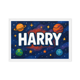 Harry Name Art - Space Explorers personalized wall print for kids