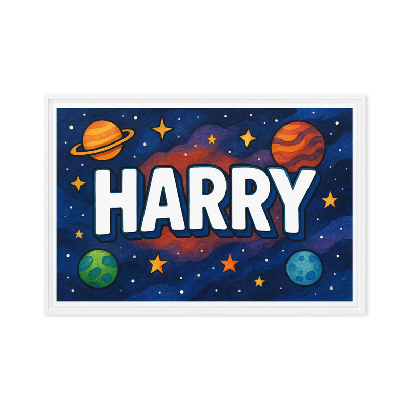 Harry Name Art - Space Explorers personalized wall print for kids