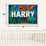Harry Name Art - Dinosaur Adventure personalized wall print for kids