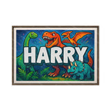 Harry Name Art - Dinosaur Adventure personalized wall print for kids