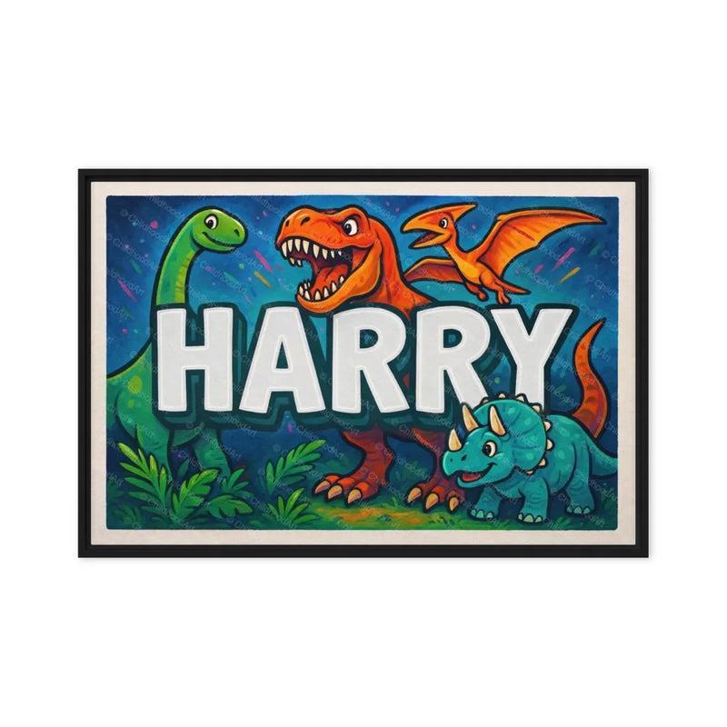 Harry Name Art - Dinosaur Adventure personalized wall print for kids