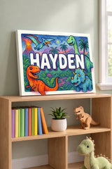 Hayden Name Art - Dinosaur Adventure personalized wall print for kids