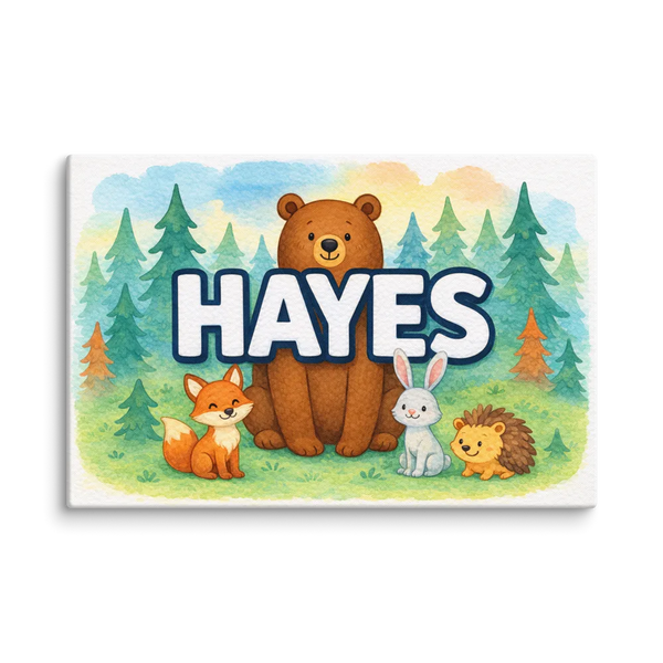 Hayes Name Art - Forest Friends Personalized Wall Art