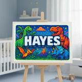 Hayes Name Art - Dinosaur Adventure personalized wall print for kids