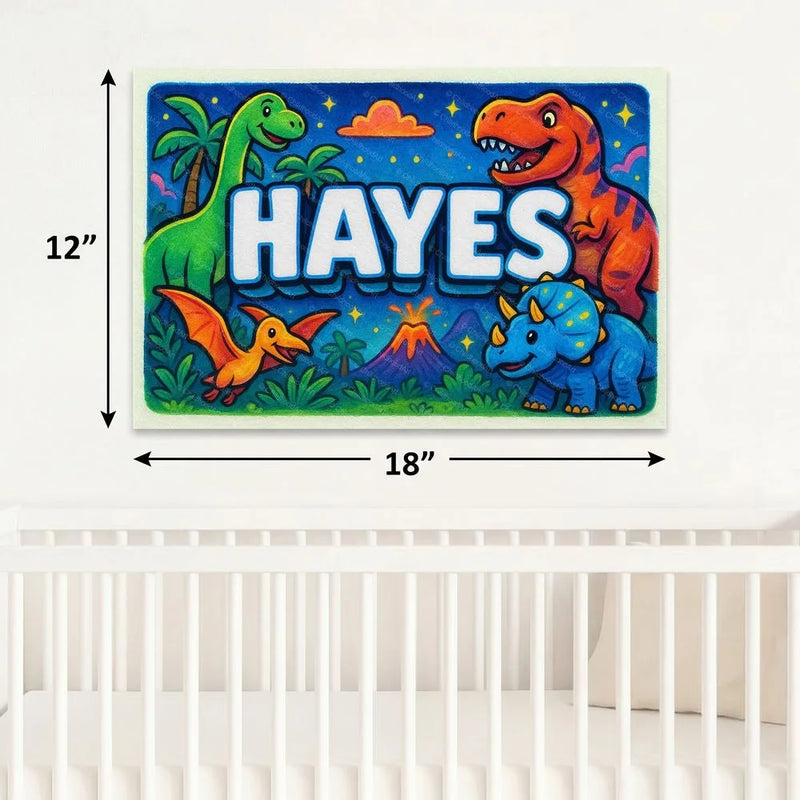 Hayes Name Art - Dinosaur Adventure personalized wall print for kids