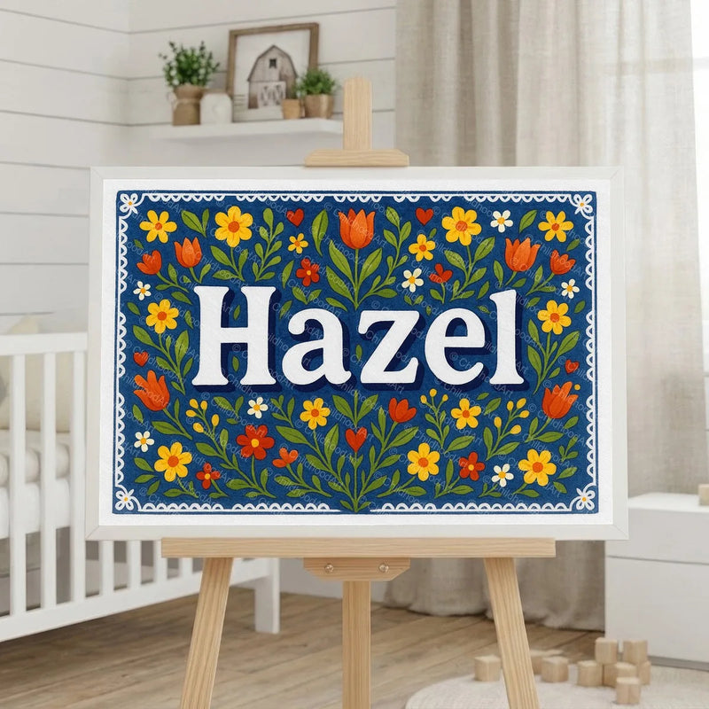 Calm personalized name art for Hazel