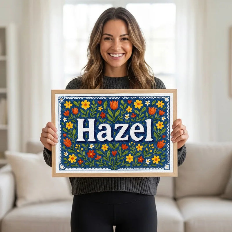 Calm personalized name art for Hazel