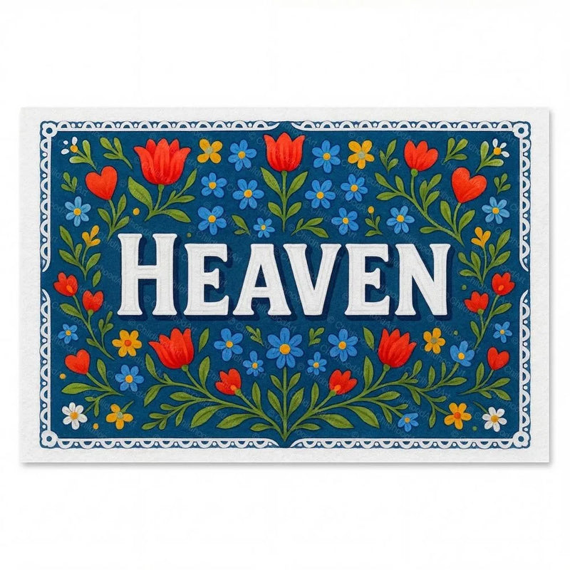 Heaven Name Art - Floral Farmhouse personalized wall print for kids