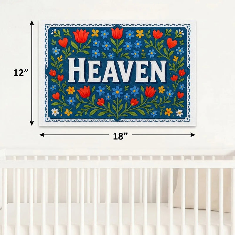 Heaven Name Art - Floral Farmhouse personalized wall print for kids